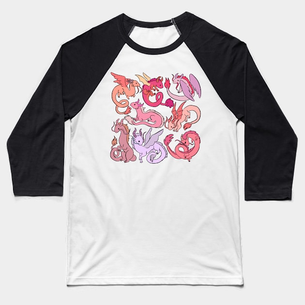 Cute pink dragons Baseball T-Shirt by Yarafantasyart